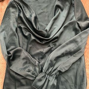 A Dark green satin long sleeve blouse!